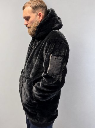 Abrigo de Pelo Negro con Capucha Zara
