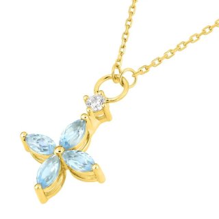 Collar Oro con Colgante de Cruz y Topacio