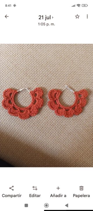 Pendientes crochet hilo bambú