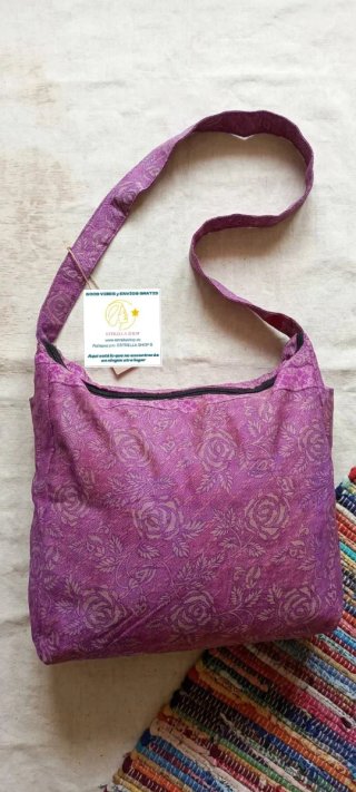 BOLSO India seda Saree Flor de Venus.EnvíoGratis