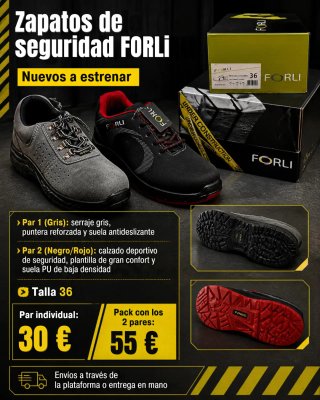 2 Pares de Zapatos de Seguridad FORLi Talla 36