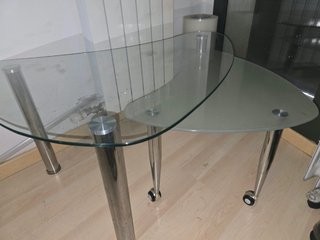Mesa centro cristal doble altura