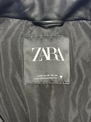 Abrigo Acolchado de Cuero Zara