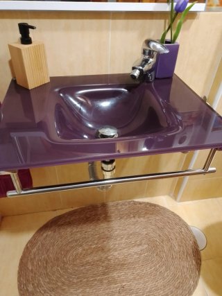 Lavabo de Pared de Cristal Morado