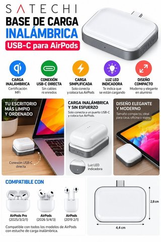 Cargador inalámbrico Satechi USB-C para AirPods ·