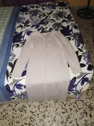 Vestido largo mujer,de invierno beige