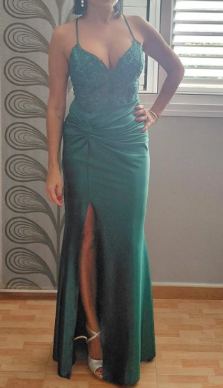 Vestido largo verde invitada fiesta