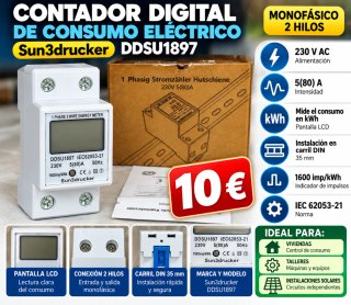 Contador Digital de Consumo Eléctrico Sun3drucker
