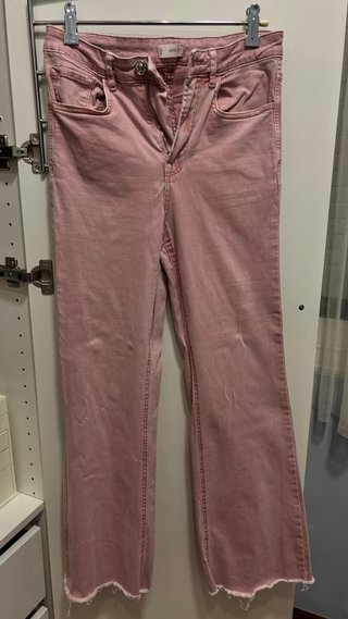 Vaqueros acampanados rosa Mango