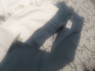 Vaqueros Cargo Mango Blancos y Azules