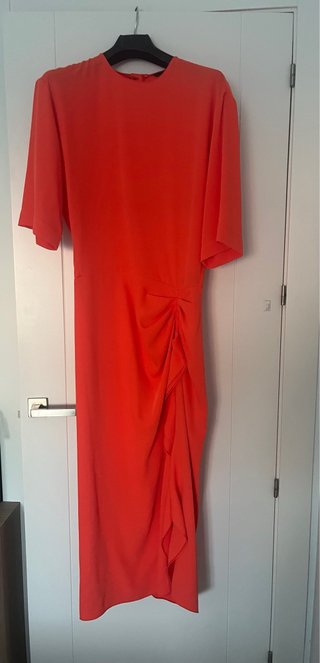 Vestido midi fiesta Zara naranja