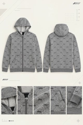 Sudadera Adidas gris con capucha y cremallera