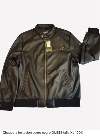 Chaqueta Guess Imitación Cuero Negra XL
