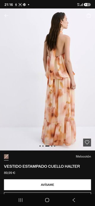Vestido Estampado Cuello Halter Mango Talla M