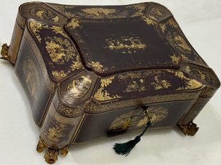 ANTIGUA CAJA COSTURA CHINOISERIE SIGLO XIX
