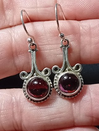 Pendientes Plata Ley granate