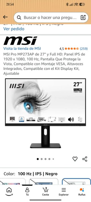 Monitor MSI Pro MP273AP 27 pulgadas