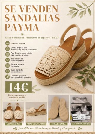 Sandalias Payma Beige Talla 37