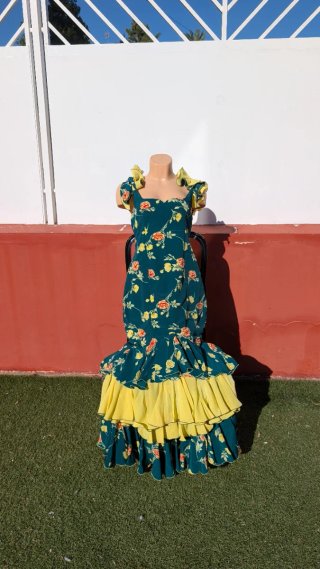 500 Vestido de flamenca verde y amarillo 34-36 S