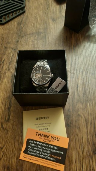 Reloj Automático Berny Negro y Plateado