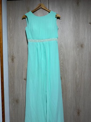 Vestido largo de fiesta turquesa