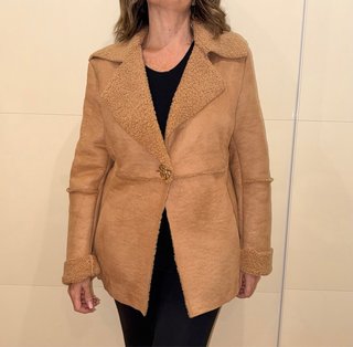 Chaqueta borrego fina beige/marrón