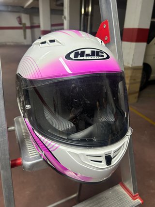 Casco HJC blanco y rosa