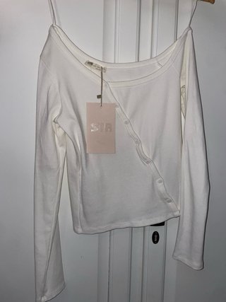 Camiseta Manga Larga Stradivarius Blanca