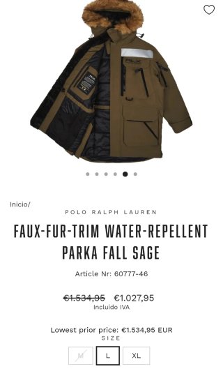Parka RLX Ralph Lauren Hidrófuga Talla M