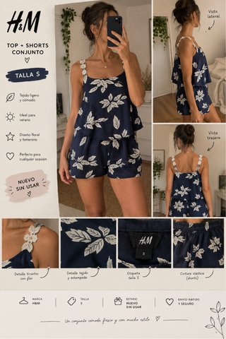 Conjunto H&M Top y Shorts Floral Talla S