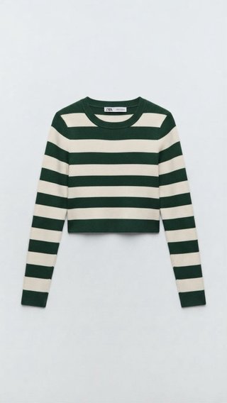 Top de rayas verdes y blancas Zara