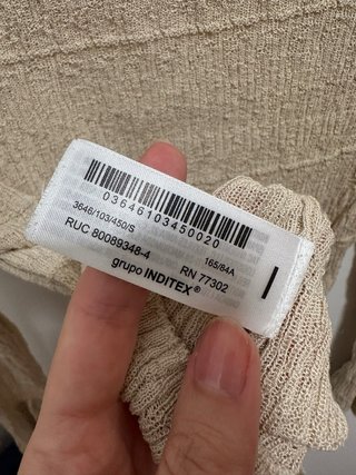 Jersey Zara Punto Manga Campana Talla S
