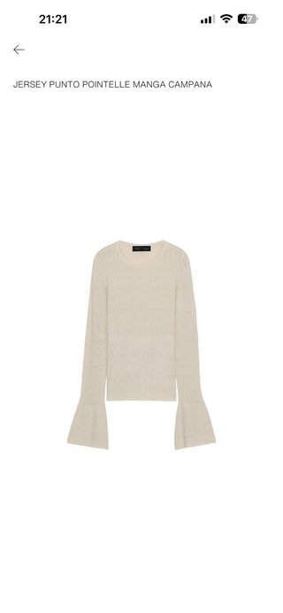 Jersey Zara Punto Manga Campana Talla S