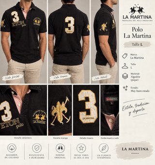 Polo La Martina Negro Talla L