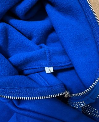 Sudadera azul full zip de esqueleto y capucha S