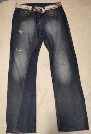 Pantalón Desigual Talla 42 Azul/Gris