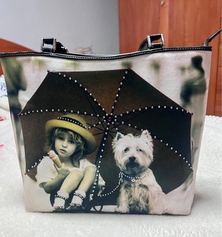 Bolso Tote Estampado con Abalorios