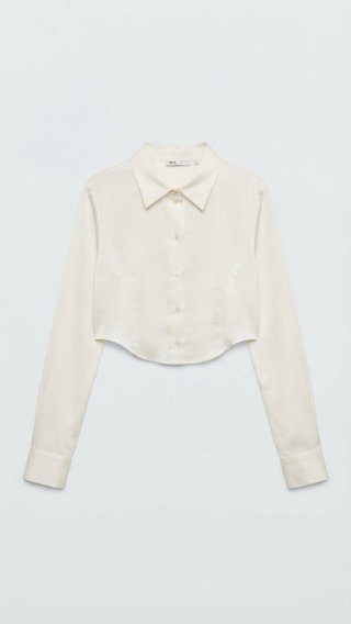 Blusa crop blanca Bershka