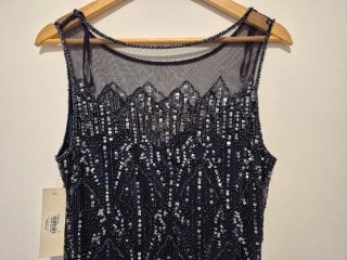 Vestido fiesta lentejuelas azul marino Talla 42