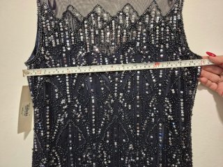 Vestido fiesta lentejuelas azul marino Talla 42
