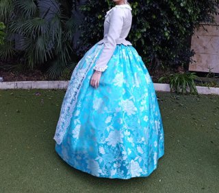 Traje de Fallera Turquesa y Plata