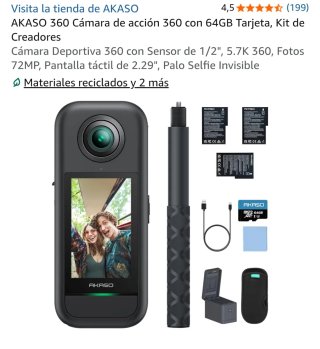 AKASO Cámara 360 con Tarjeta 64GB