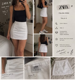 Falda mini blanca Zara Talla S