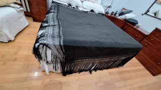 Mantón de Manila Seda Negro 140x140cm