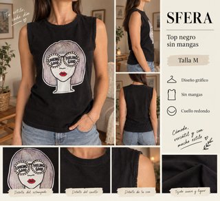 Top Sfera Negro Sin Mangas Talla M