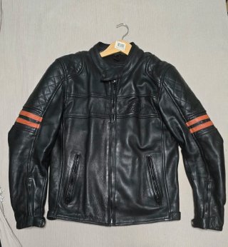 Chaqueta de Moto de Cuero Negra