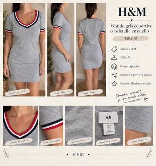 Vestido deportivo H&M gris T