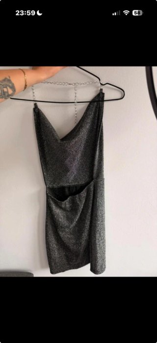 Vestido de fiesta corto gris oscuro