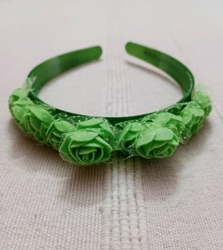 Diadema Verde Flores Disfraz