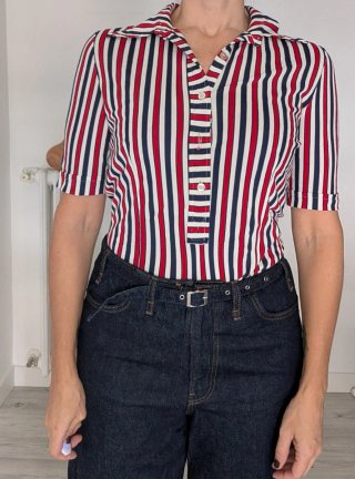 Blusa vintage Rayas Estilo 70s Talla M